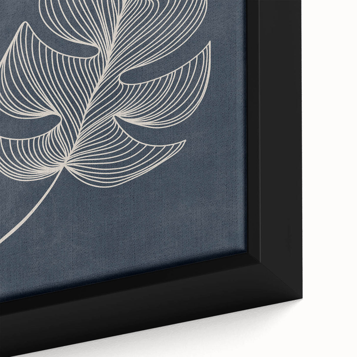 Mid Century Modern Art - Minimalist Geometric Leaf Decor on Dark Blue