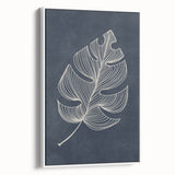 Mid Century Modern Art - Minimalist Geometric Leaf Decor on Dark Blue