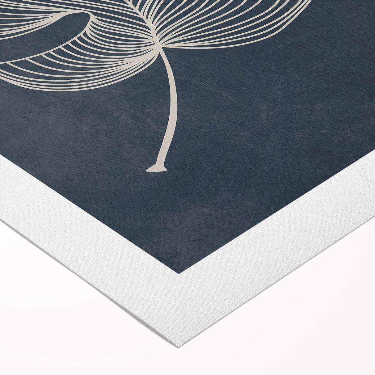 Mid Century Modern Art - Minimalist Geometric Leaf Decor on Dark Blue