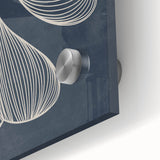 Mid Century Modern Art - Retro Abstract Geometric Leaf Design in Blue