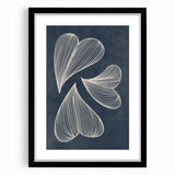 Mid Century Modern Art - Retro Abstract Geometric Leaf Design in Blue