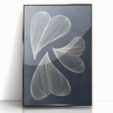 Mid Century Modern Art - Retro Abstract Geometric Leaf Design in Blue