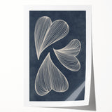 Mid Century Modern Art - Retro Abstract Geometric Leaf Design in Blue