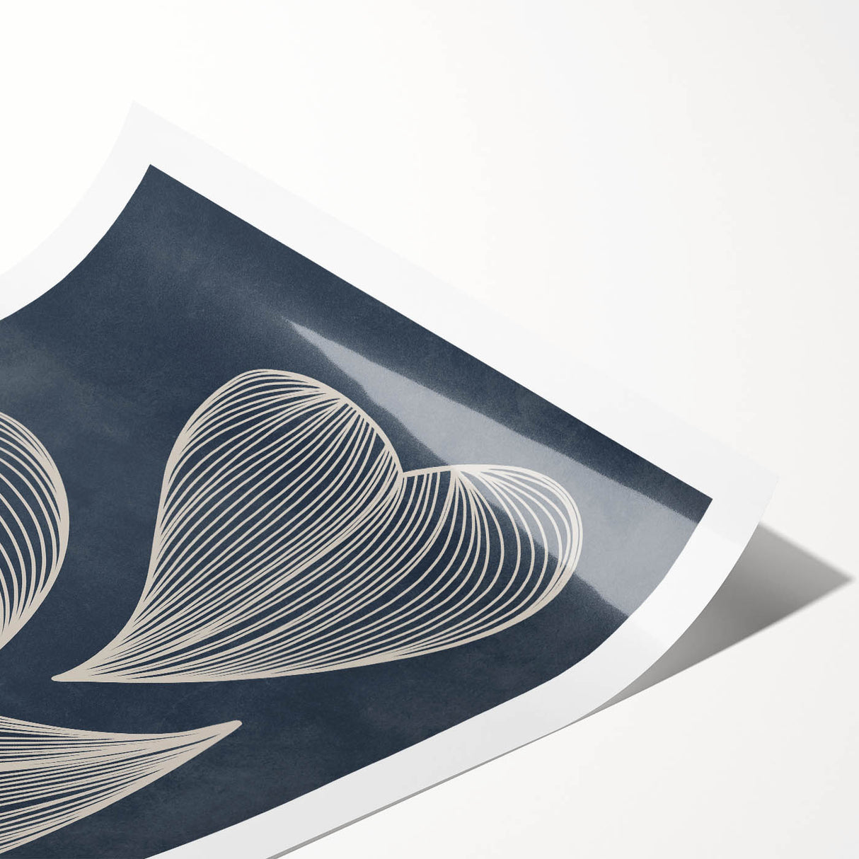 Mid Century Modern Art - Retro Abstract Geometric Leaf Design in Blue