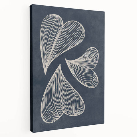 Mid Century Modern Art - Retro Abstract Geometric Leaf Design in Blue