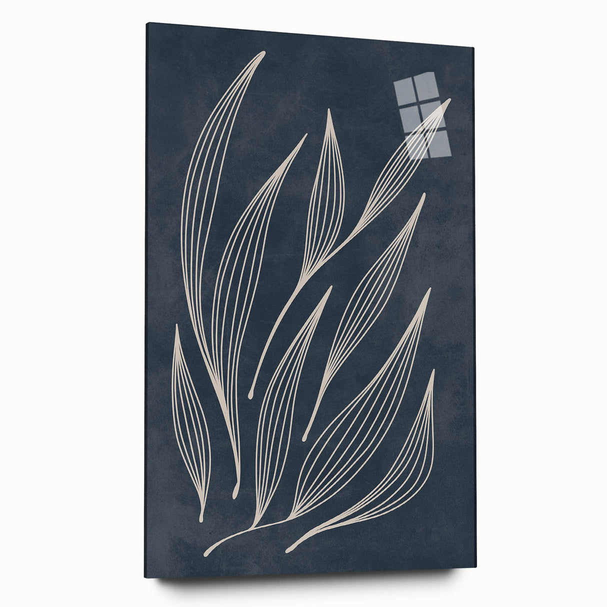 Mid Century Modern Art - Minimalist Abstract Leaf Design in Navy Blue