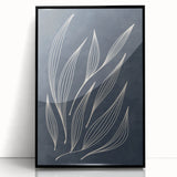 Mid Century Modern Art - Minimalist Abstract Leaf Design in Navy Blue