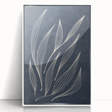Mid Century Modern Art - Minimalist Abstract Leaf Design in Navy Blue