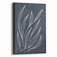 Mid Century Modern Art - Minimalist Abstract Leaf Design in Navy Blue