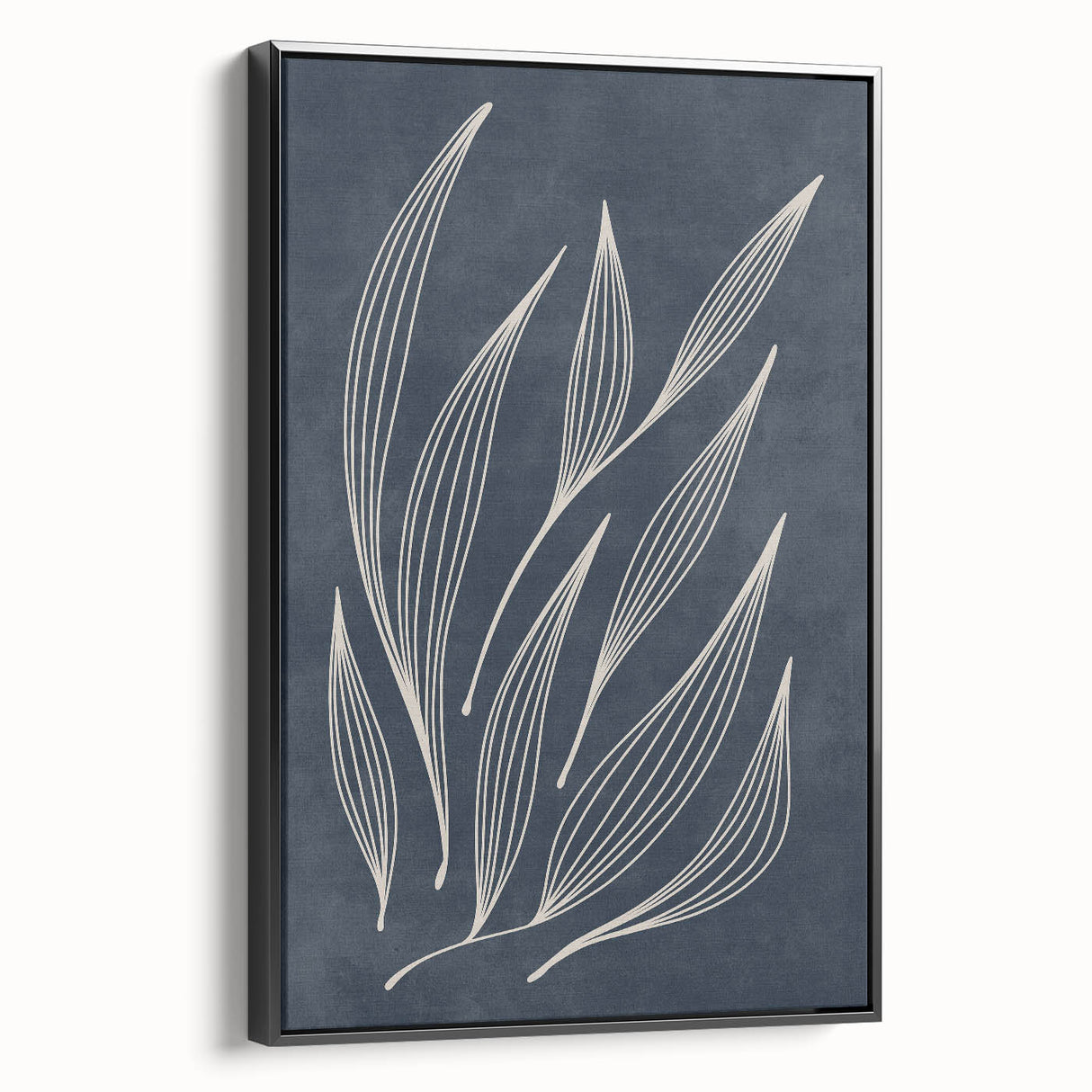 Mid Century Modern Art - Minimalist Abstract Leaf Design in Navy Blue