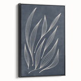 Mid Century Modern Art - Minimalist Abstract Leaf Design in Navy Blue