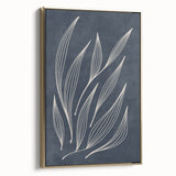 Mid Century Modern Art - Minimalist Abstract Leaf Design in Navy Blue