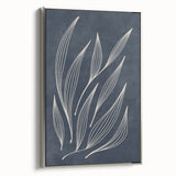 Mid Century Modern Art - Minimalist Abstract Leaf Design in Navy Blue