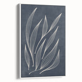 Mid Century Modern Art - Minimalist Abstract Leaf Design in Navy Blue