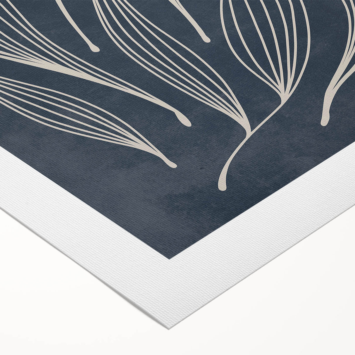 Mid Century Modern Art - Minimalist Abstract Leaf Design in Navy Blue