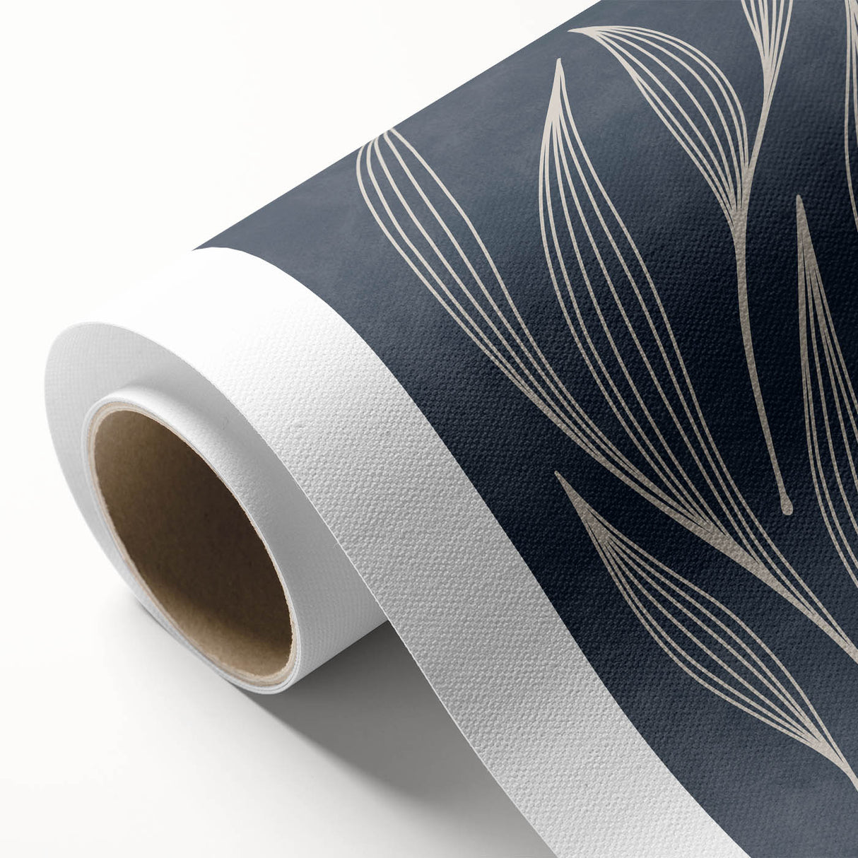 Mid Century Modern Art - Minimalist Abstract Leaf Design in Navy Blue