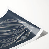 Mid Century Modern Art - Minimalist Abstract Leaf Design in Navy Blue