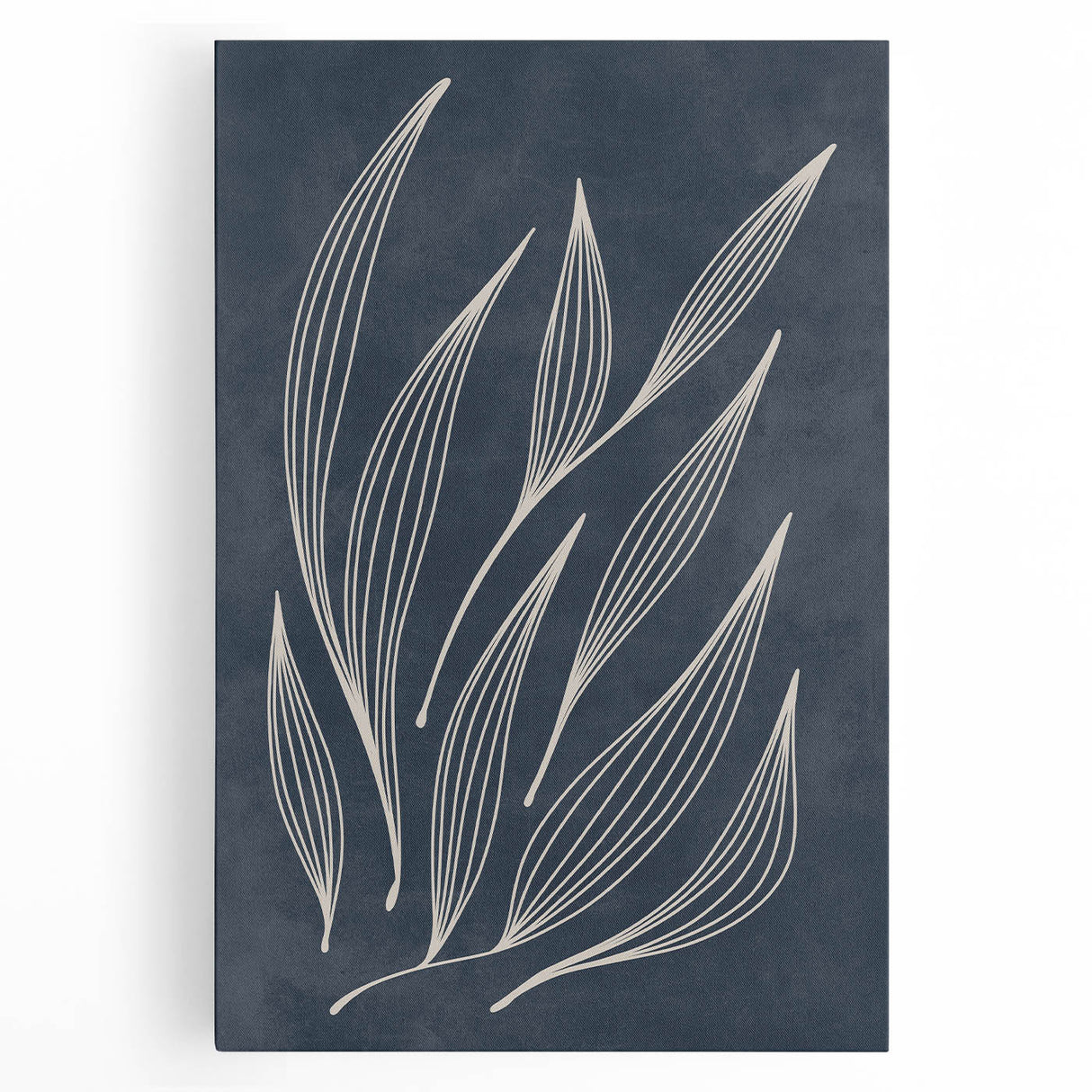 Mid Century Modern Art - Minimalist Abstract Leaf Design in Navy Blue