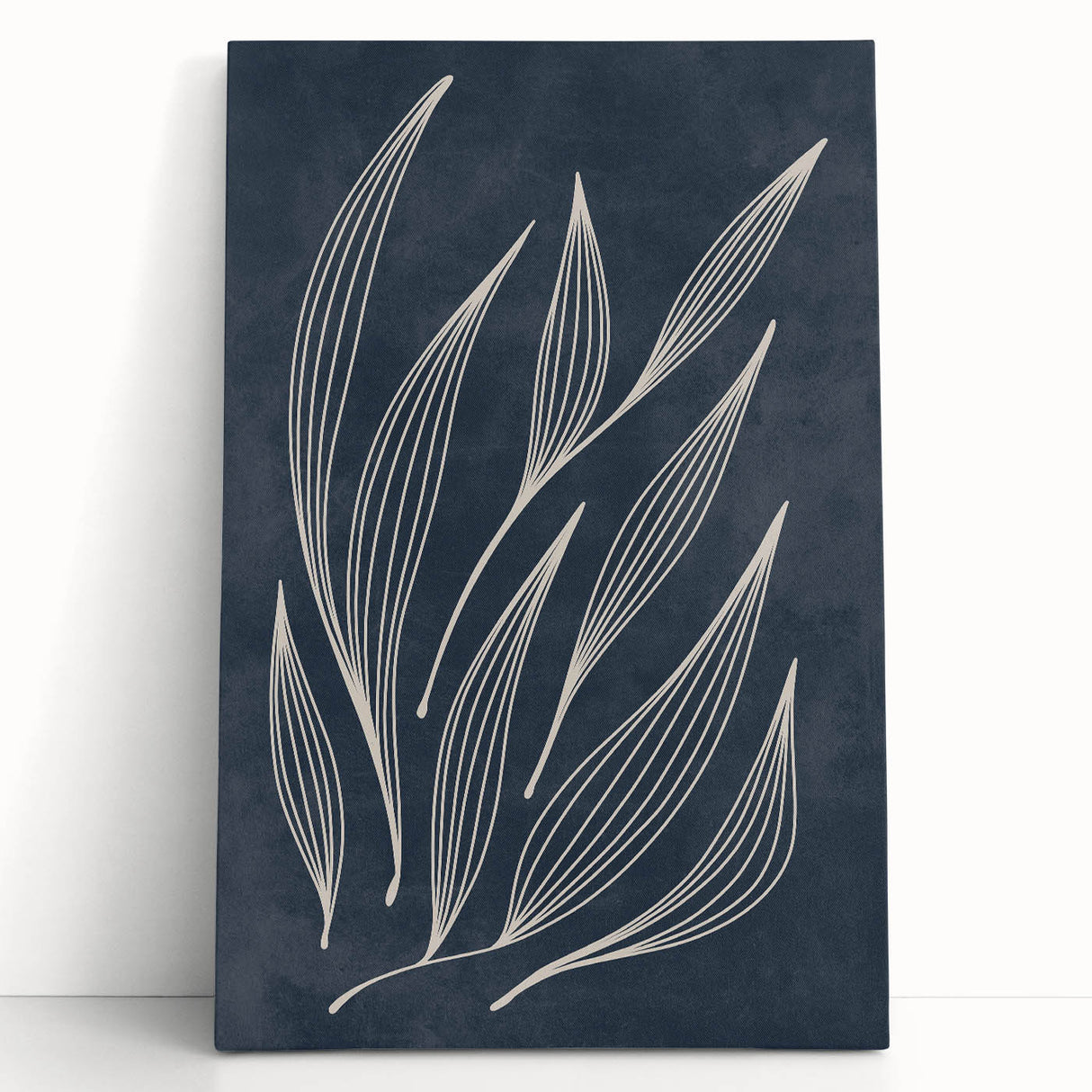 Mid Century Modern Art - Minimalist Abstract Leaf Design in Navy Blue