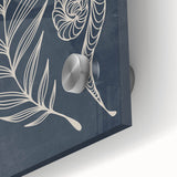 Mid Century Modern Art - Retro Minimalist Botanical Design in Navy Blue