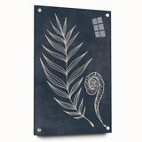 Mid Century Modern Art - Retro Minimalist Botanical Design in Navy Blue