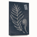 Mid Century Modern Art - Retro Minimalist Botanical Design in Navy Blue