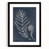 Mid Century Modern Art - Retro Minimalist Botanical Design in Navy Blue