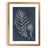 Mid Century Modern Art - Retro Minimalist Botanical Design in Navy Blue