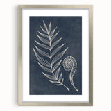 Mid Century Modern Art - Retro Minimalist Botanical Design in Navy Blue
