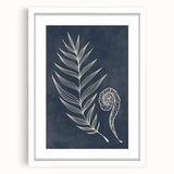 Mid Century Modern Art - Retro Minimalist Botanical Design in Navy Blue