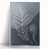 Mid Century Modern Art - Retro Minimalist Botanical Design in Navy Blue