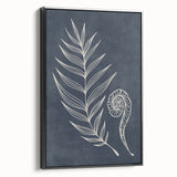 Mid Century Modern Art - Retro Minimalist Botanical Design in Navy Blue