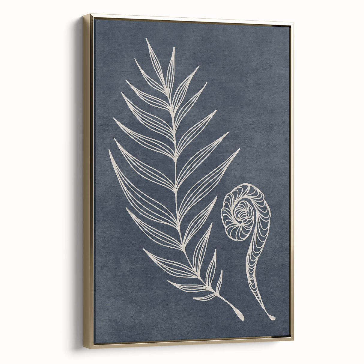 Mid Century Modern Art - Retro Minimalist Botanical Design in Navy Blue