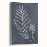 Mid Century Modern Art - Retro Minimalist Botanical Design in Navy Blue