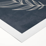 Mid Century Modern Art - Retro Minimalist Botanical Design in Navy Blue