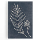 Mid Century Modern Art - Retro Minimalist Botanical Design in Navy Blue