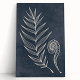 Mid Century Modern Art - Retro Minimalist Botanical Design in Navy Blue