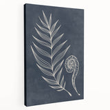 Mid Century Modern Art - Retro Minimalist Botanical Design in Navy Blue