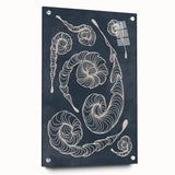 Mid Century Modern Art - Retro Spiral Geometric Design in Navy Blue