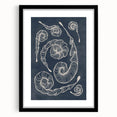Mid Century Modern Art - Retro Spiral Geometric Design in Navy Blue