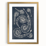 Mid Century Modern Art - Retro Spiral Geometric Design in Navy Blue