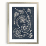 Mid Century Modern Art - Retro Spiral Geometric Design in Navy Blue