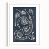 Mid Century Modern Art - Retro Spiral Geometric Design in Navy Blue