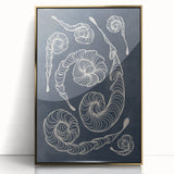 Mid Century Modern Art - Retro Spiral Geometric Design in Navy Blue