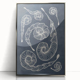 Mid Century Modern Art - Retro Spiral Geometric Design in Navy Blue