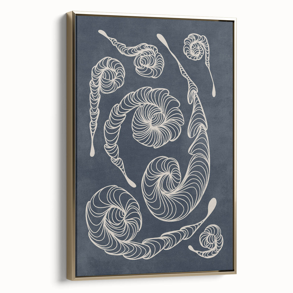 Mid Century Modern Art - Retro Spiral Geometric Design in Navy Blue