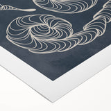 Mid Century Modern Art - Retro Spiral Geometric Design in Navy Blue