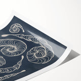 Mid Century Modern Art - Retro Spiral Geometric Design in Navy Blue