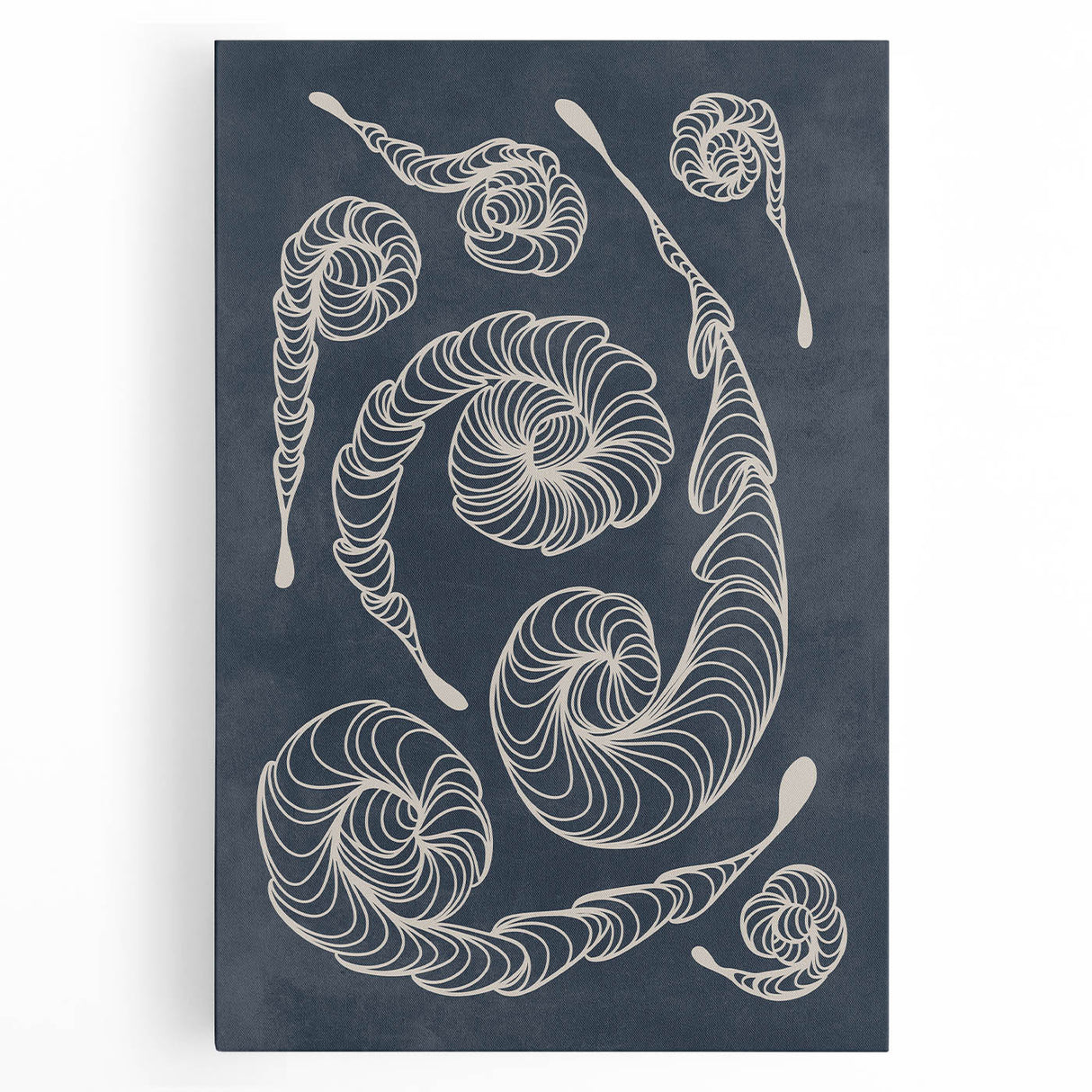 Mid Century Modern Art - Retro Spiral Geometric Design in Navy Blue
