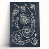 Mid Century Modern Art - Retro Spiral Geometric Design in Navy Blue